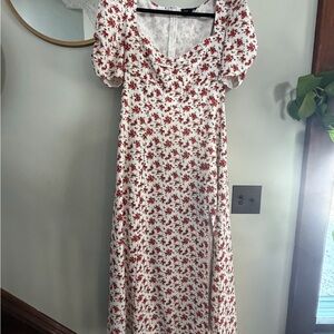 Floral Puff Sleeve Maxi Slip Dress Size 8